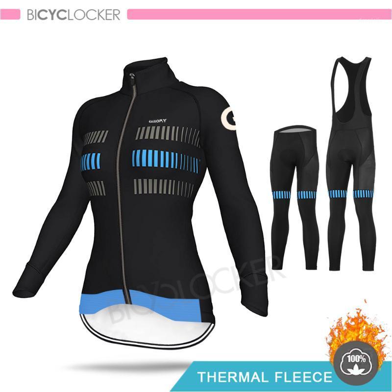 

Women Cycling Clothing Long Sleeve Jersey Set Thermal Fleece Mtb Uniform Warm Female Road Bike Mallot Ciclismo Mujer Verano 20201, Bib cycling set
