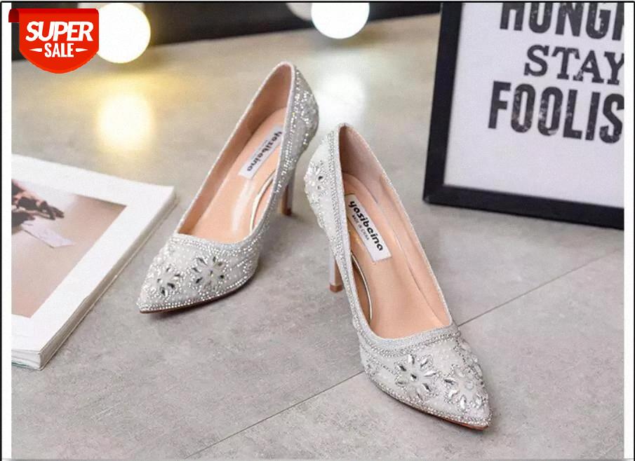 

Crystal Women Pumps High Heels 7-9CM Stilettos Gladiator OL Women Party Wedding Lady Shoes Fashion Rhinestone Office Shoes #YT8m, Gray