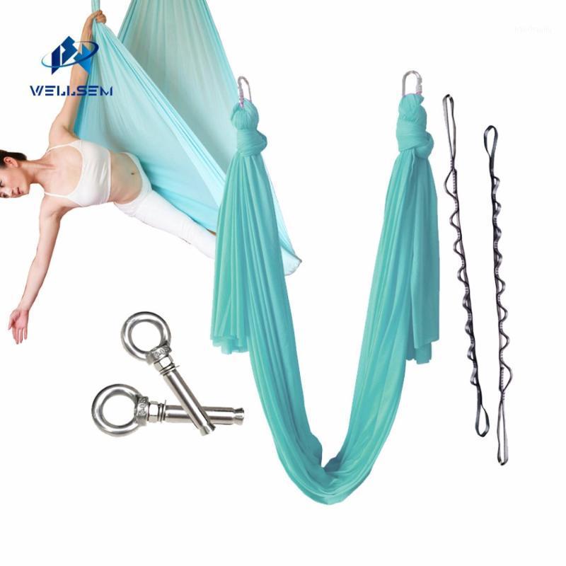 

New colors 7meter fabric flying Yoga Hammock Swing Trapeze Anti-Gravity Inversion Aerial Traction Device Yoga belts tool sports1, Black