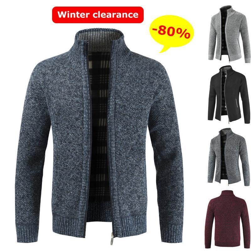

The New Men's Slim Fit Knitted Jacket Spring Stand-up Collar Polyester Fleece Zip Jacket Warm and Breathable Male Wine Red Blue1, Black