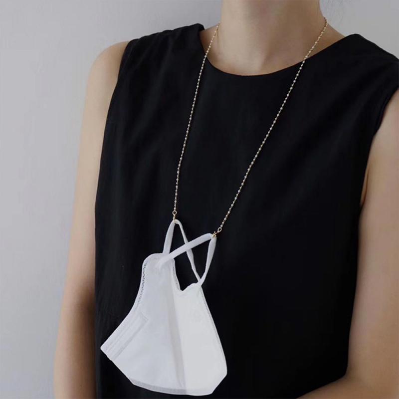 

AOMU Gold Color Metal Chain for Glasses Women Mask Chain Necklace Black Beaded Charm Straps for Sunglasses Lanyard Neck Holder