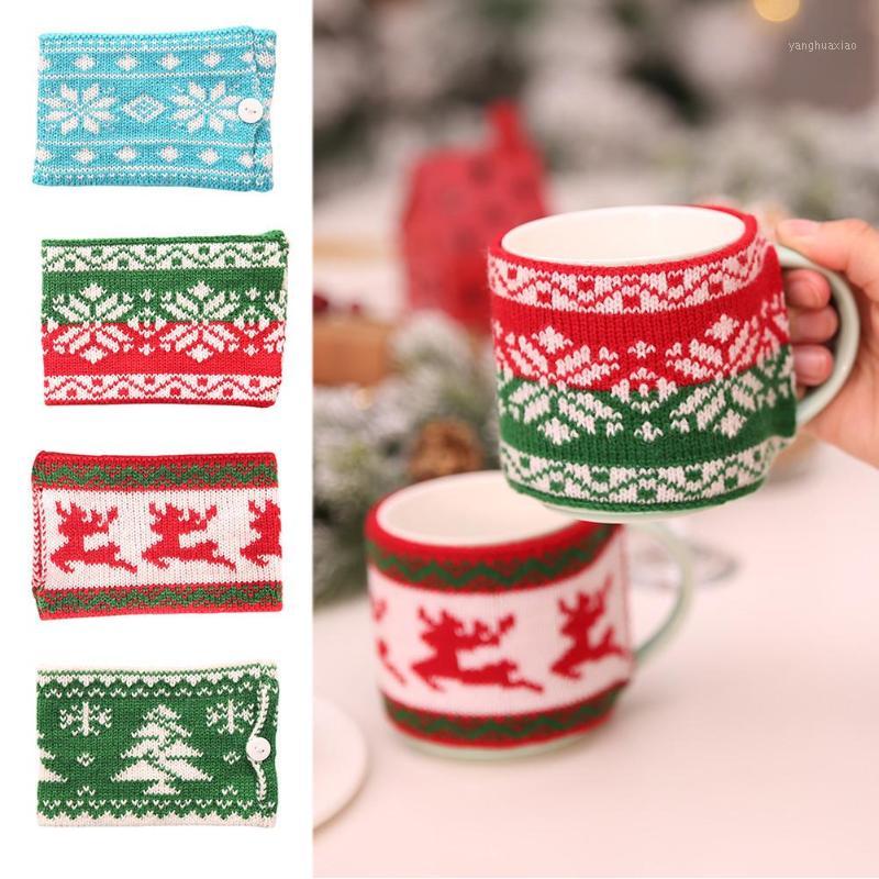 

Christmas Knitted Woolen Cup Cover Glass Bottle Cover Anti-Scald Cup Christmas Table Decoration Festive Atmosphere1