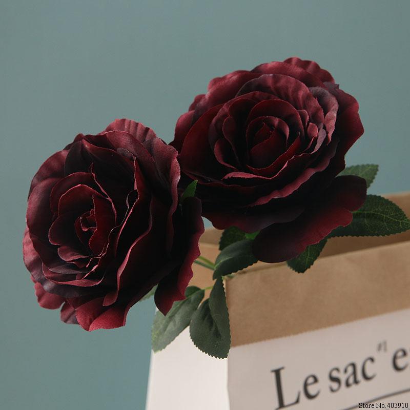 

2Heads/branch Large French Rose silk Artificial flower flores artificiales home Wedding Decoration fleur artificielle rose, Random color