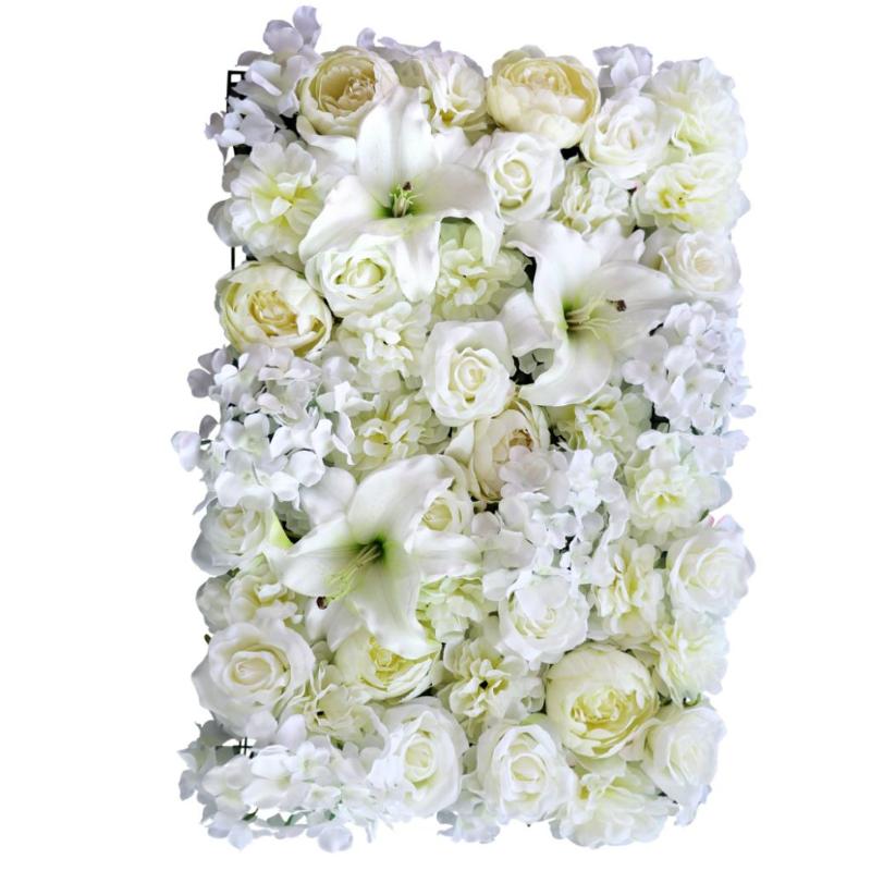 

4pcs Artificial Rose Peony Lily Flower Wall Panels Wedding Venue Decoration, As pic
