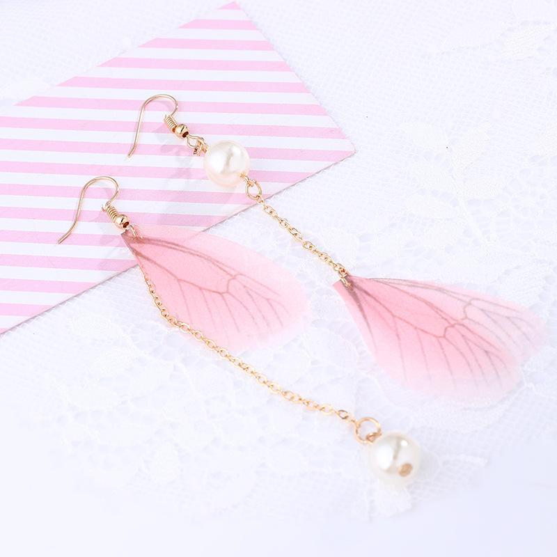 

Korea Style Butterfly Wing Long Feather Tassel Fairy Drop Earrings for Girl Women Fashion Jewelry Accessories1