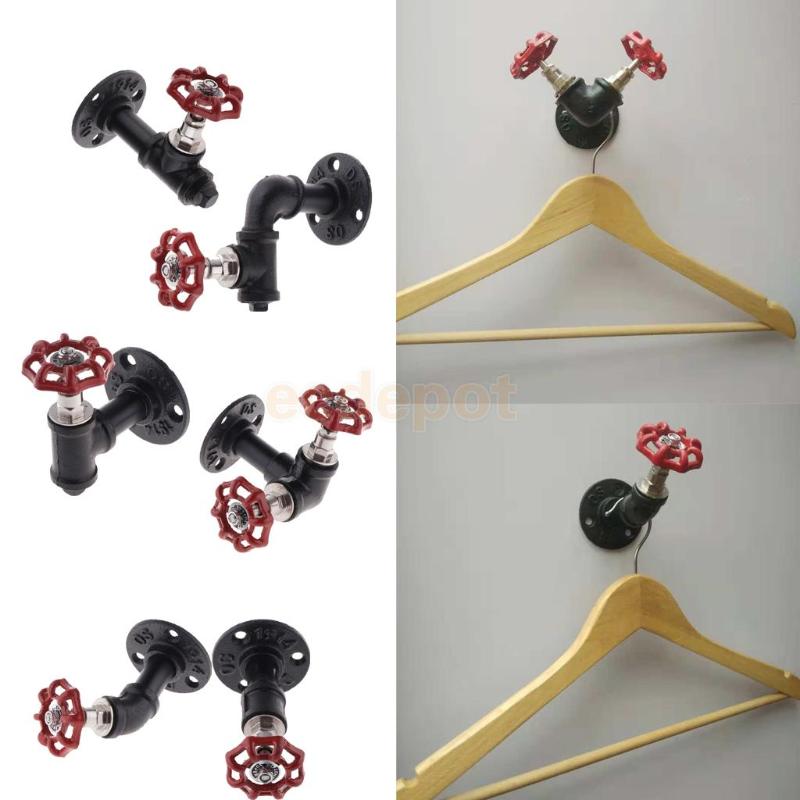 

Wall Mounted Coat Robe Hook Storage Hanger Racks for Towel Bag Robe Industrial Iron Pipe Design Black