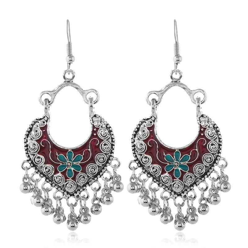 

Dangle & Chandelier 2022 Classic Women Big Flower Silver Jhumka Jhumki Earrings Jewelry Tribe Vintage Ethnic Bohemia Boho Bell Tassel