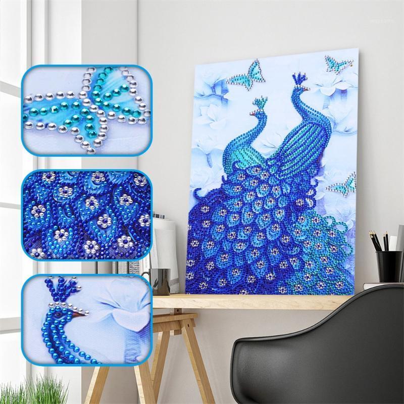 

5D DIY Diamond Painting Cross Stitch Animal DualPeacock partial Diamond Embroidery Special Shaped Painting Rhinestone1