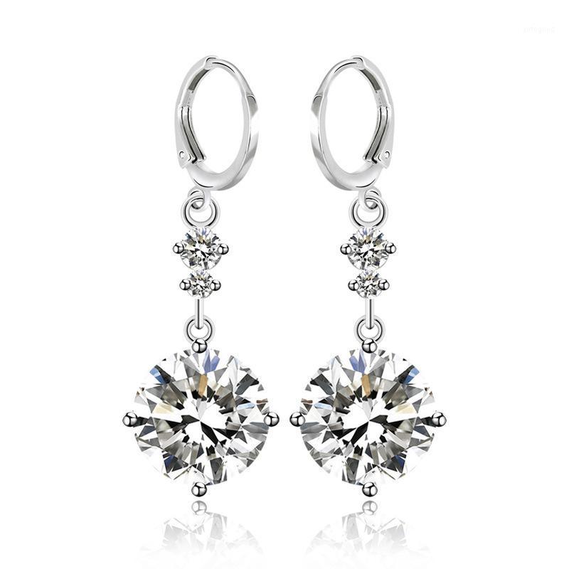 

Stud Trendy High Quality Silver Color Zirconia Hoop Dangle Small Earrings Crystal Round Long For Women Jewelry 20211