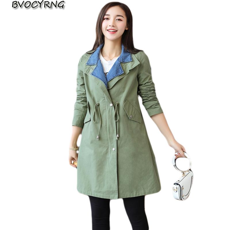 

New Hooded Coats Female Spring 2020 Fashion Feminine Coat Splicing Lapel Leisure Women's Windbreaker Big Yards Jacket Tops A0358, Gray