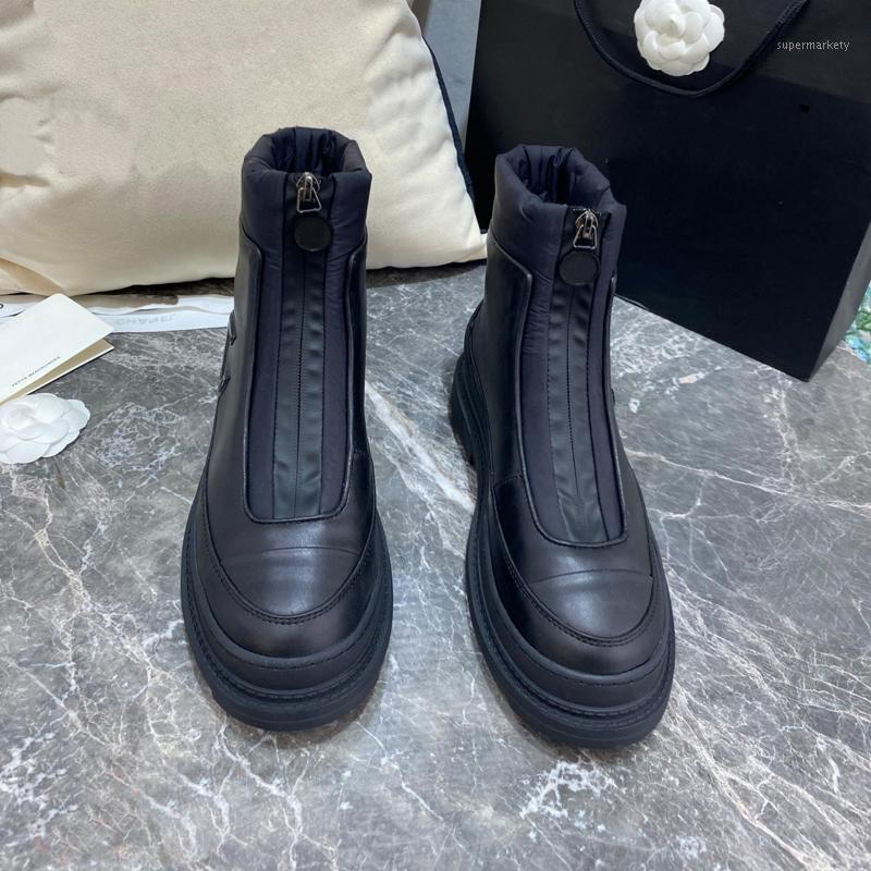 

With Winter Women's Shoes Genuine Leather Wool Snow Boots Splicing Plush Cotton Boots Thicken Waterproof Non-slip1, Beige