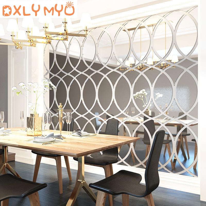 

3D Large Wall Sticker Geometry Pattern Acrylic Mirror Wall Stickers Living Room Dining Room Bedroom TV Background Decor