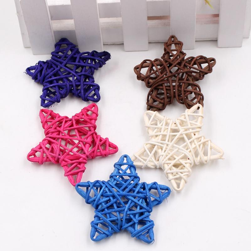 

5pcs/lot 6cm Artificial Straw Ball For Birthday Party Wedding Decoration Rattan stars Christmas Decor Home Ornament Supplies, Purple