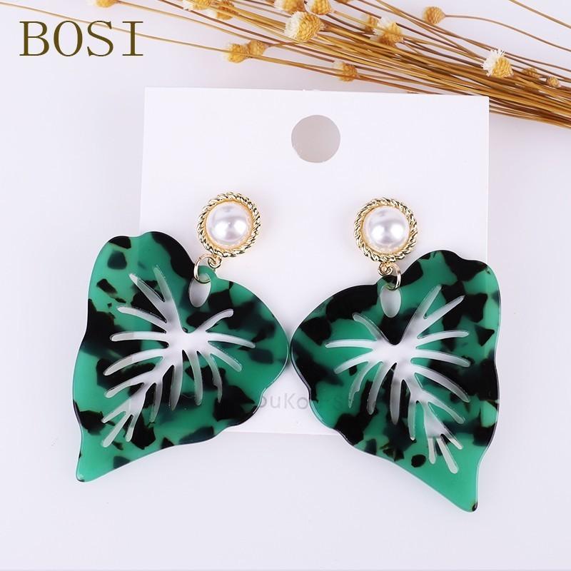 

Dangle & Chandelier Acrylic Geometric Green Leaf Earrings For Women Boho Resin Drop Earings Blue Jewelry Wedding Gift Statement Wholesale