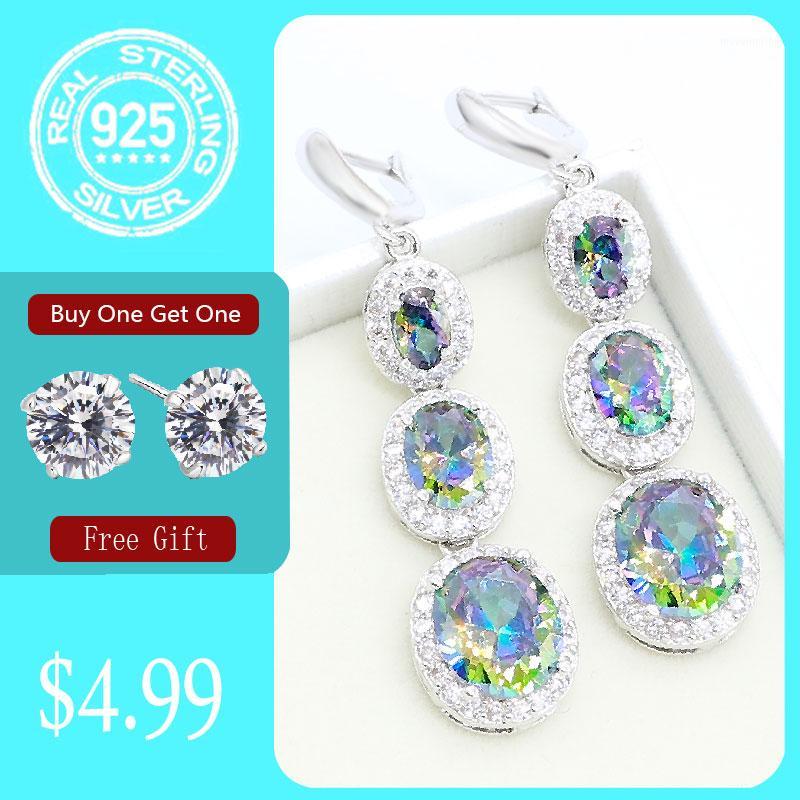 

Rainbow Sky Blue Topaz 925 Silver Earrings for Women Birthday Party Jewelry Free Gift1