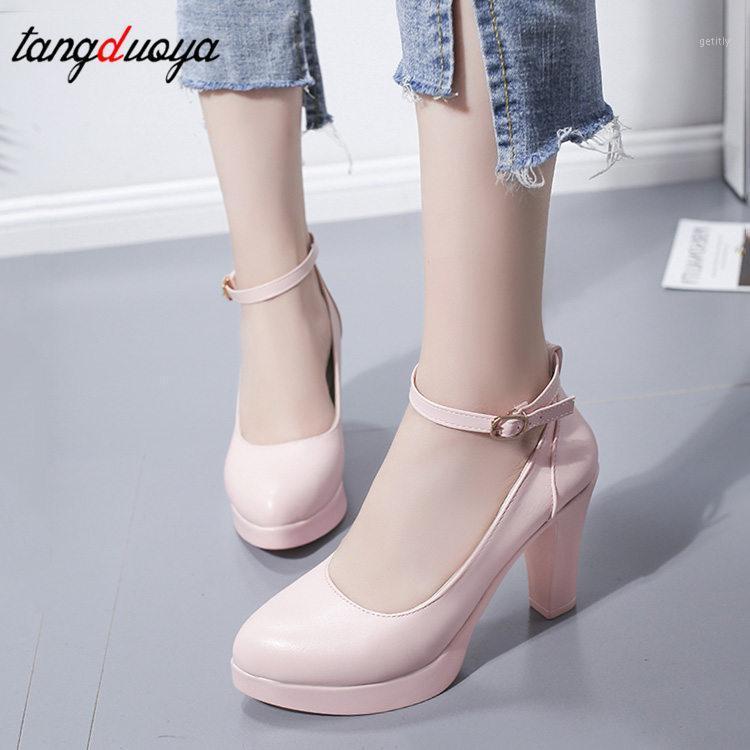 

Women Wedding Shoes String Bead Ankle Strap High Heels Dress Shoes Platform Heels Bridal wedding low heel women 20211, Beige