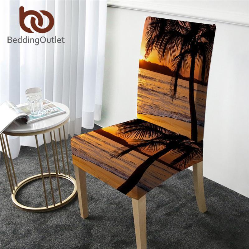 

BeddingOutlet Sunset Dining Chair Cover 3D Printed Beach Spandex Elastic Slipcover Seaside Seat Case Cover Nature Funda Silla1