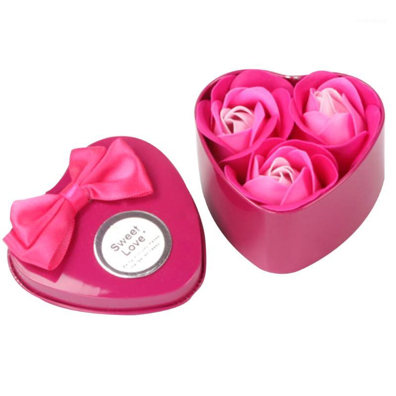 

3 Pcs With Iron Box Bouquet Romantic Anniversary Valentine Day Gift Bath Home Decor Artificial Rose Soap Flower Party Girlfriend1, Red
