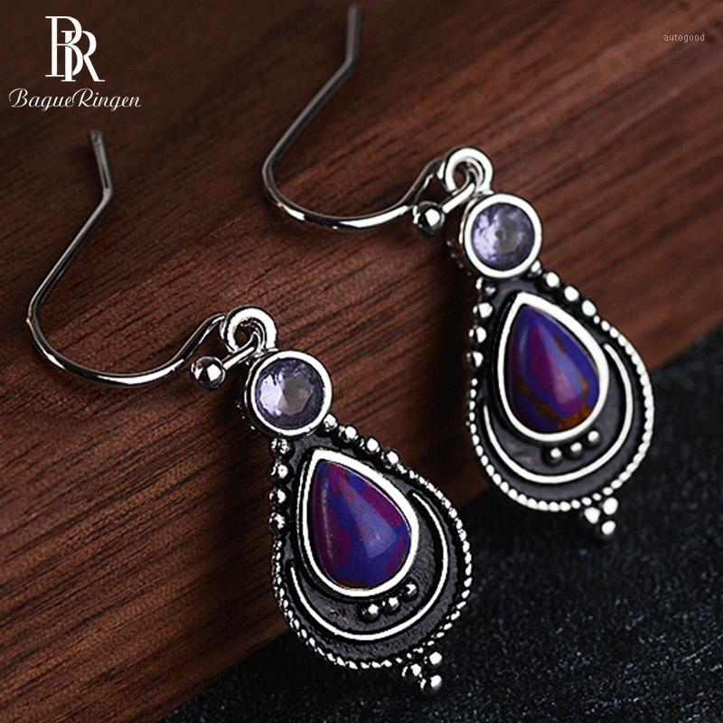 

Dangle & Chandelier Bague Ringen Silver 925 Earrings With Water Drop Shaped Charoite Stone For Women Fashion Korean Elegant Jewelry Gift Who