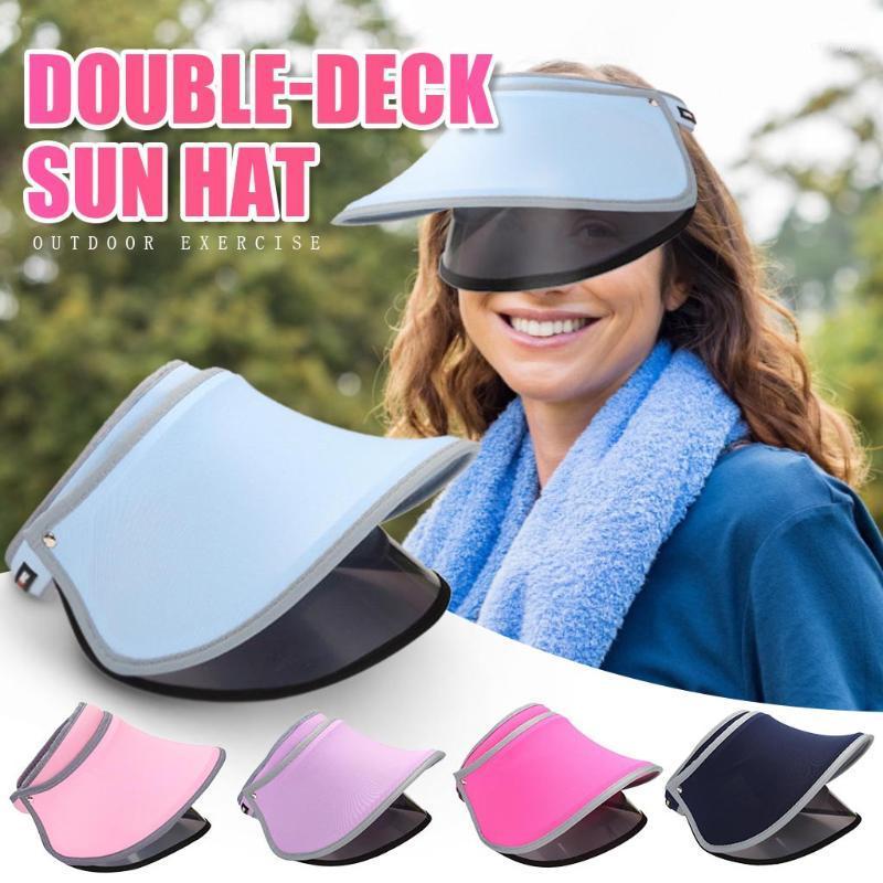 

Sun Hats for Women Summer Golf Tennis Sports Sun Visors Hat Head Band Double-Layer Beach Hat Protection Cap casquette gorras1, Red