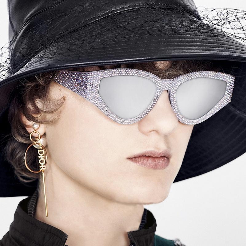 

Punk Cateye Sunglasses Women Luxury Diamonds Eyewear Fashion Crystal Cat Eye Sun Glasses Shades Party Steampunk Sunglasses MM47