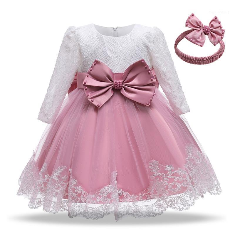 

Baby Girl Dress Infant Girl Long-sleeved Dress Elegant Party Birthday Christening Ball Gown Lace Floral1