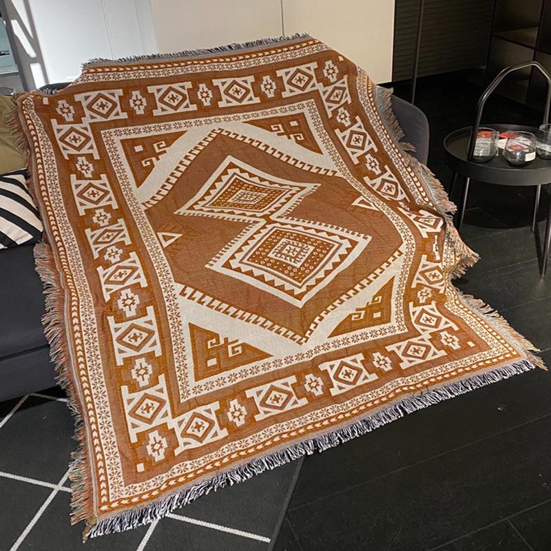 

Geometry Throw Blanket Coffee Sofa Covers Cobertor Multifunction Dust Cover Air Conditioning Tassel Blankets For Beds