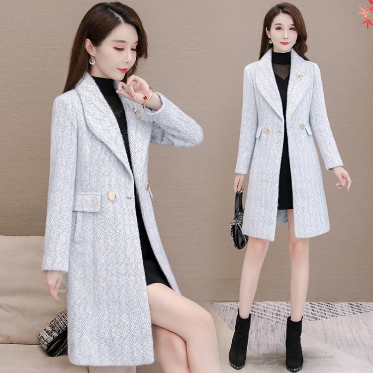 

Long women's clothing in mink velvet coat 2020new winter middle-aged mother temperament fashion gold mink velvet coat long, Blue
