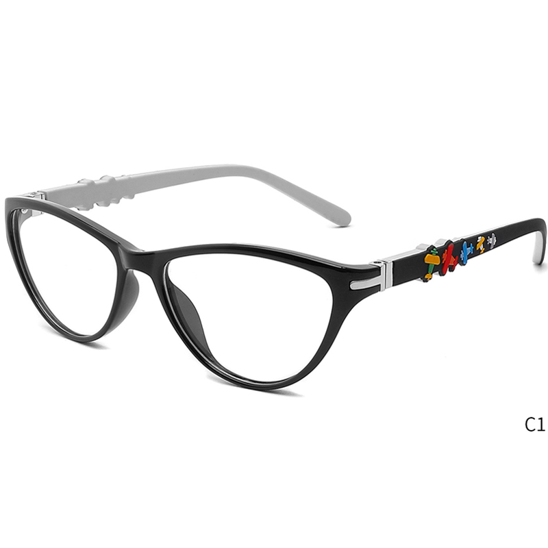 

Glasses Children's anti-blue radiation computer anti-fatigue glasses mobile phone eye protection children flat light eye protection TR603, White;black