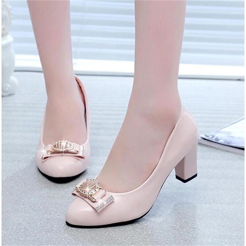 

New Spring Autumn High Heels Shoes Women White Wedding Shoes Rhinestone Bowknot Thick High Heels Fashion Party Pumps 35-401, Black