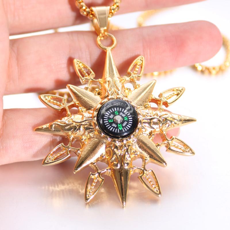 

New Gold Silver Male Jesus Cross Pendant Necklace Wholesale Silver Fashion for Men Jewelry Hip Hop Gift Compass Chain