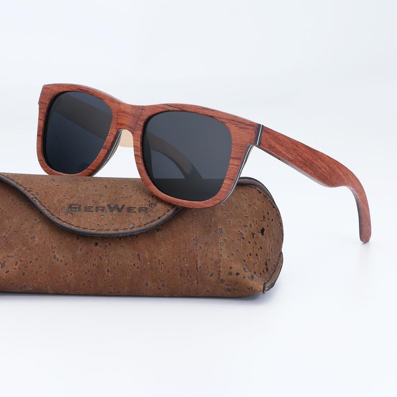 

Sunglasses BerWer Polarized Women Men Layered Skateboard Wooden Frame Square Style Glasses For Ladies Eyewear In Cork Box1