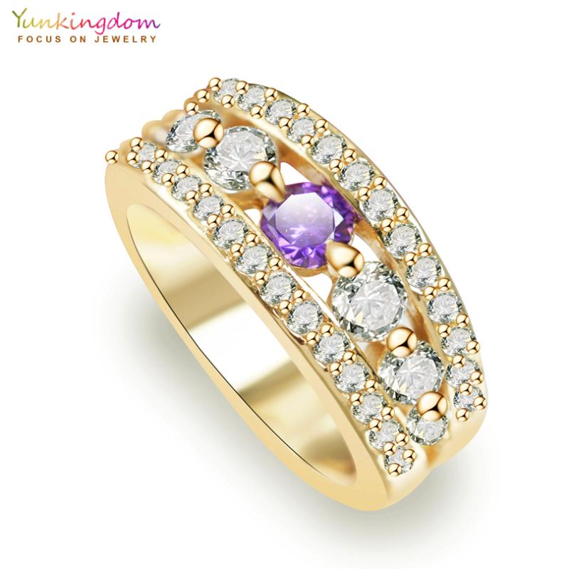 

Cluster Rings Yunkingdom Purple CubicZirconia Engagement For Women Fashionr Wedding CZ Crystal Jewelry K2070