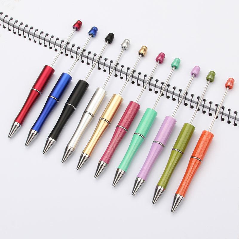 

DIY Beadable Pen Creative Personalized Writing Gift DIY Ball Ballpoint Pens Wedding Gift For Guests Business Advertising Pen 10 Color, As pictures