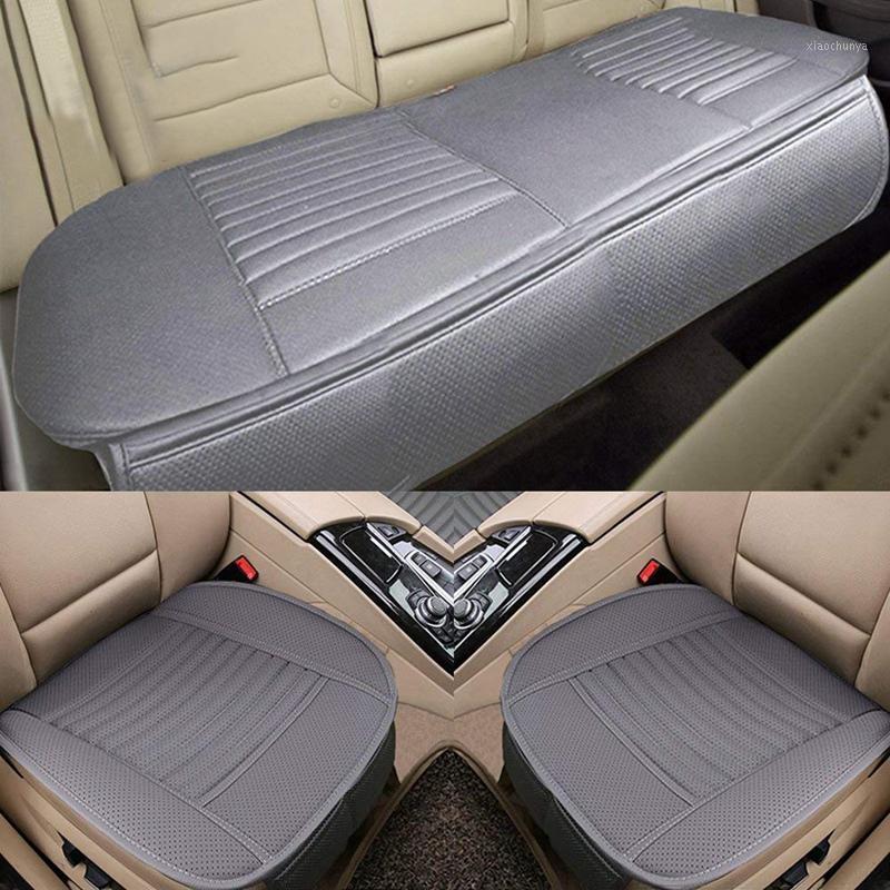 

Car Seat Cover Breathable Cushion Pad Mat for Vehicle Supplies Leather(Gray-Back Row 58.3 Inch x 18.9 Inch)1