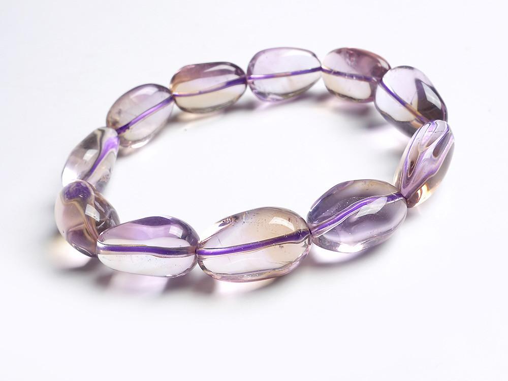 

Beaded, Strands Oval Fashion Jewelry Crystal Beads Bracelet Genuine Natural Purple Yellow Quartz Charm Stretch