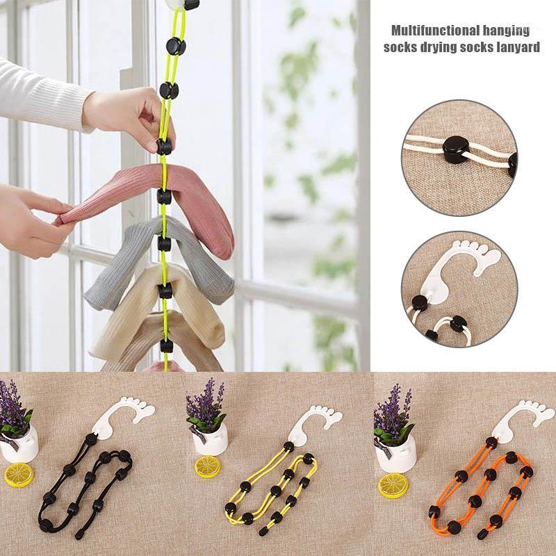 

2Pcs Sock Organizer Home Socks Hanging Rope Multifunctional Drying Socks Lanyard Easy Clips and Locks SDF-SHIP1