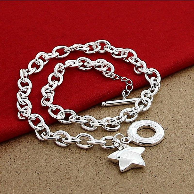 

Pendant Necklaces High Polished Silver Plated Perfect Heart Charm Cable Chain Necklace With Toggle Clasp