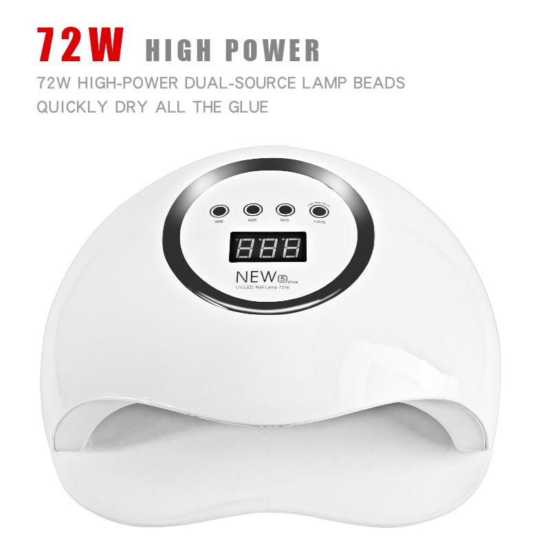 

36Pcs LED Lamp Gel Varnish 72W Half-power painless bake gum mode Dryer Nailr art Drying Polish Auto Sensor Manicure Tools, White