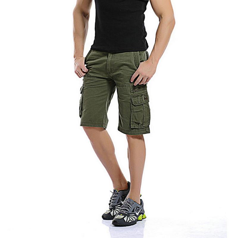 

Men's Shorts Cargo Men Summer Cotton Casual Army Green Knee Length Fashion Multi-pocket Loose Plus Size 29-40, White;black