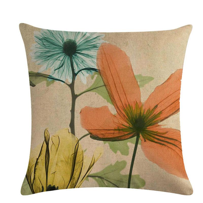 

45*45cm Retro Style Abstract Flower Leaf Series Linen Hug Pillowcase Home Textile Back Cushion Set Hot Sale, Style 1