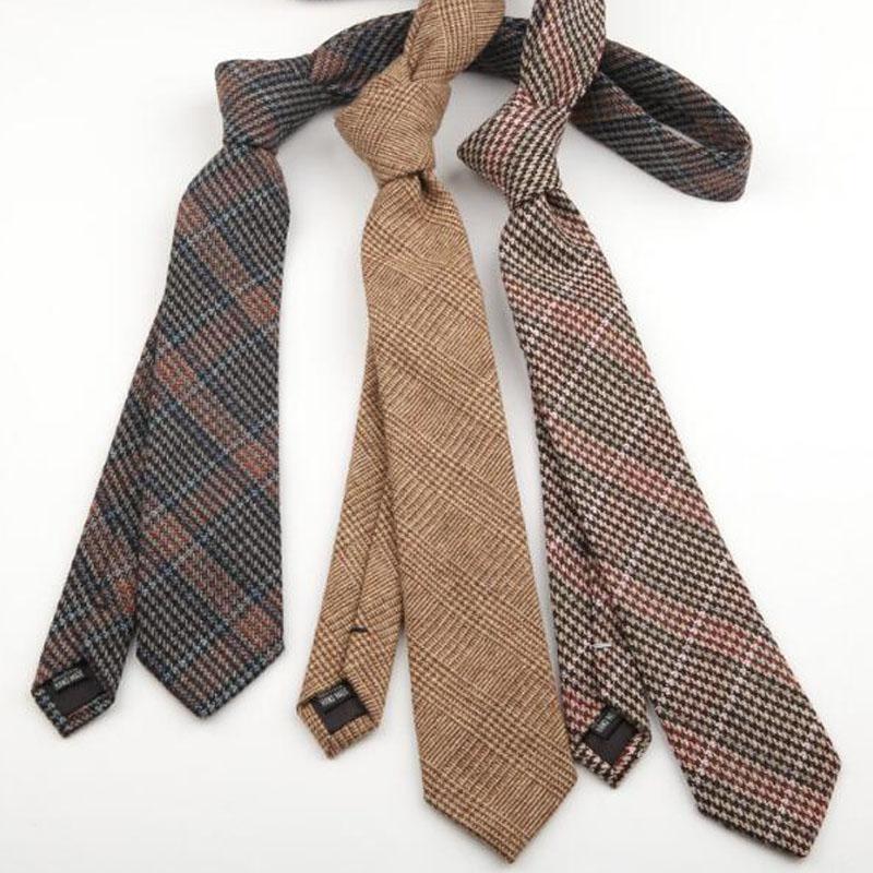 

New Skinny Ties For Men Wool Slim Tie 6cm Winter Ties For Men Wedding Necktie Plaid Corbatas Party Gravatas Accessories Neck Tie