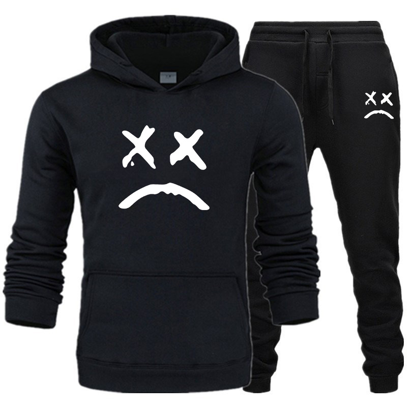 

Men' sports suit printed fleece sweater autumn and winter hoodie sportswear 2-piece set, Hoodie+pant