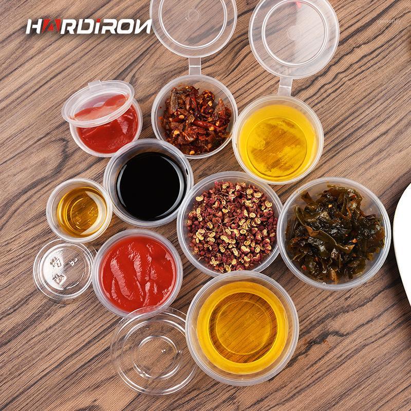 

HARDIRON Disposable Round Transparent Small Sauce Seasoning Box With Lid Chutney Plastic Takeaway Soup Sealed Bowl1