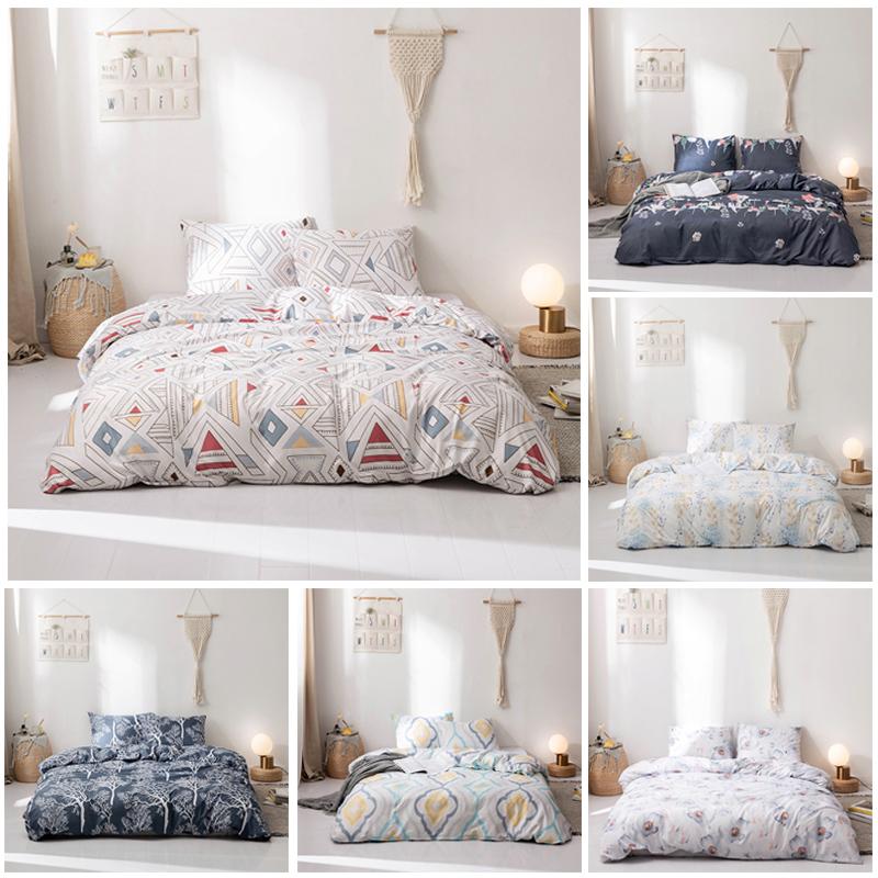 

Geometric Duvet Cover Set Bedding Set Soft Microfiber Floral Bed Cover with Pillowcase Queen King Size Bed Linen Bedclothes, 05