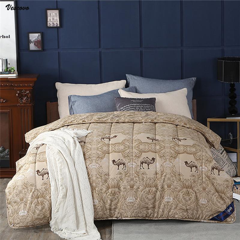 

Comforters & Sets VESCOVO Camel Wool Thicken Warm Quilts 1.8m 1.5m Winter Comforter Bedspread 200*230, As picture