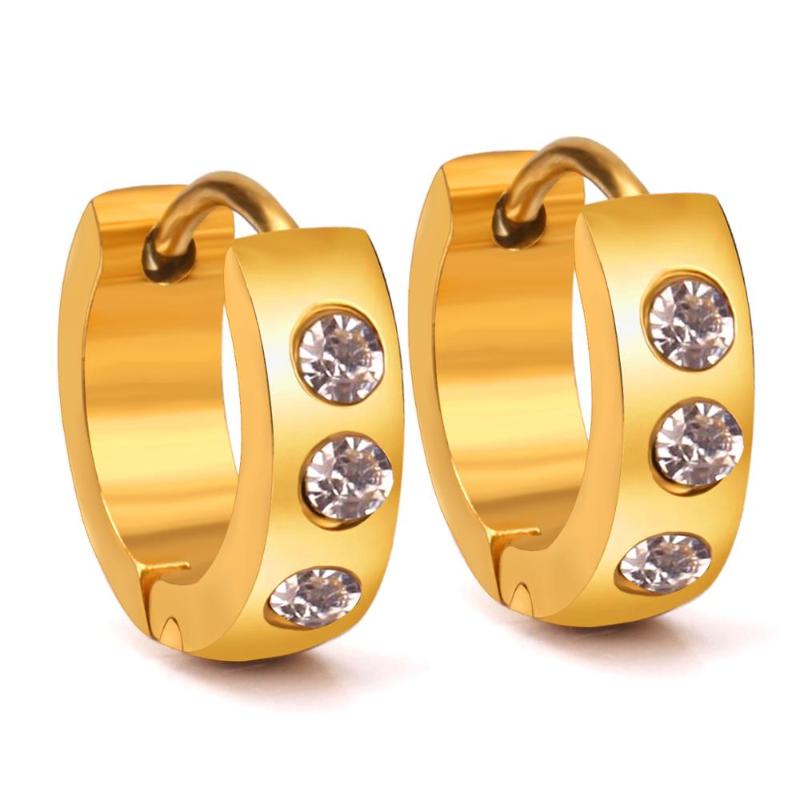 

Hoop & Huggie LUXUKISSKIDS Stainless Steel Earrings Fashion Jewelry 4*9mm Earings For Women With Crystal Aros Aretes Accesorios Mujer