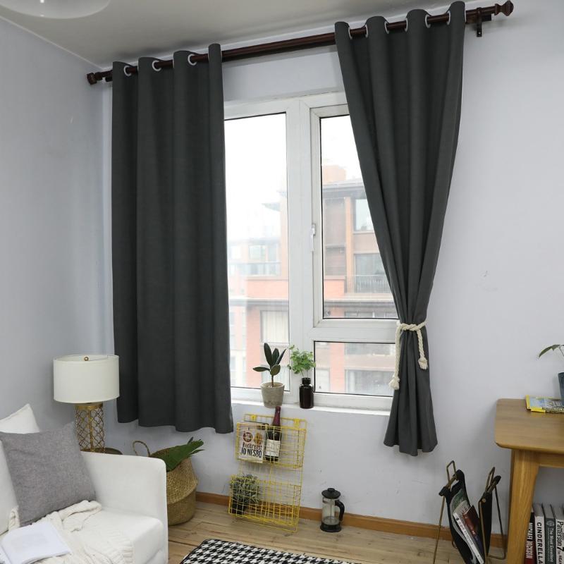 

100% Cotton Curtain for living room blinds bedroom Bay Window Gray Semi-shading finished Cloth Curtain drapes 140x215cm 55*85in