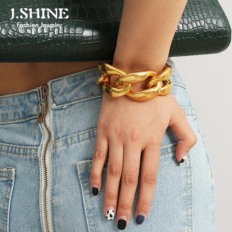 

JShine Exaggerated Rock Chunky Chain Bracelet Bangle Women Men Steampunk Cuban Thick Chain Link Bracelets Statement Hand Jewelry