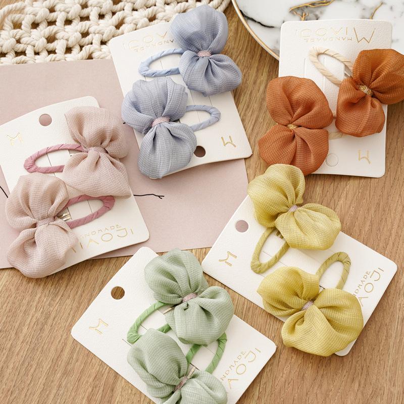 

2020 Solid Color Hairpins Children's Hair Clip Bow Net Yarn Cute Sweet Fabric Winding BB Clip Headdress Bow Knot Kids Lovely1, 03